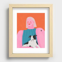 Girl and Dog Recessed Framed Print