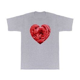 Romantic Red Rose Flower Heart T Shirt