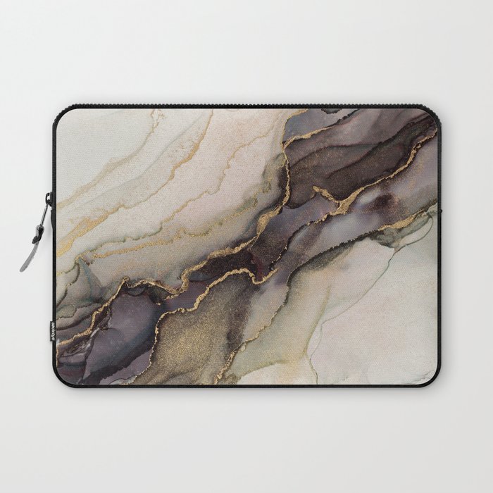 Golden Earth Tones Marble Abstract Ink Laptop Sleeve