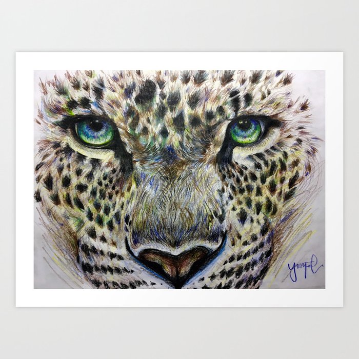 colored pencil leopard x yvonne taylor Art Print