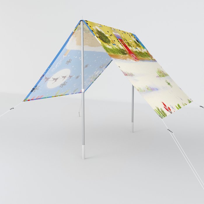 Festive Christmas Winter Home Watercolor Sun Shade