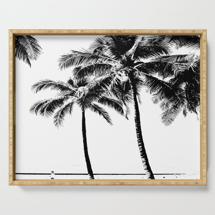 Black and White Palm Tree with Hawaii Summer Sea Beach Art