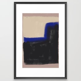 Black and blue minimal abstract Framed Art Print