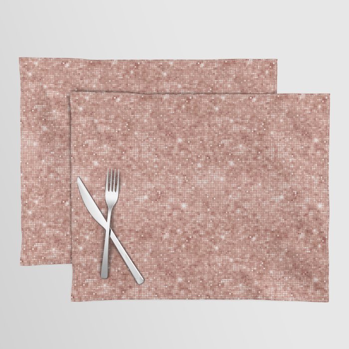 Luxury Rose Gold Sparkly Sequin Pattern Placemat