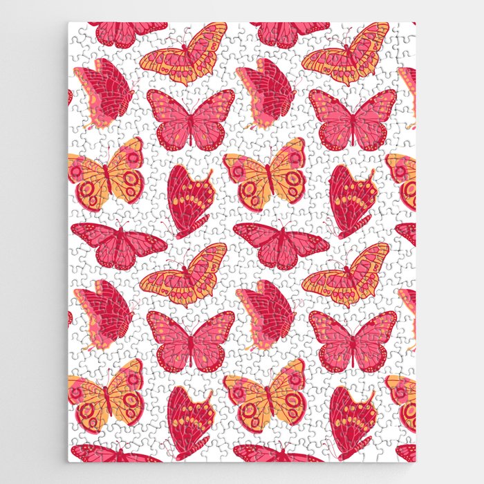 Texas Butterflies – Pink and Orange Pattern Jigsaw Puzzle