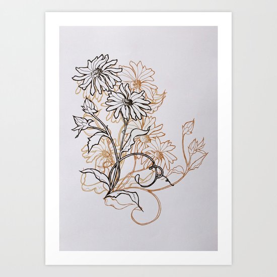Ochre Daisy Art Print