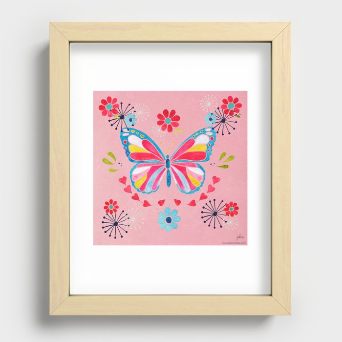 Butterfly Pink and Blue Recessed Framed Print