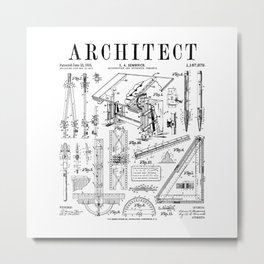 Architect Architecture Student Tools Vintage Patent Print Metal Print | Compass, Patent, Drawing, Protractor, Patentimage, Architecturestudent, Architect, Architecture, Ruler, Patents 
