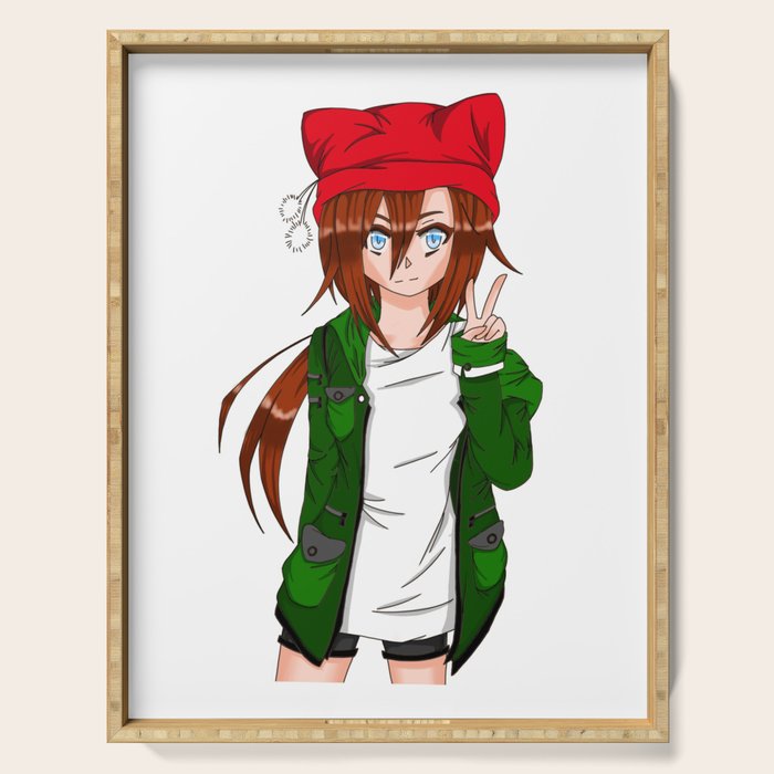 Anime Girl (dark) Serving Tray by morwynia Society6