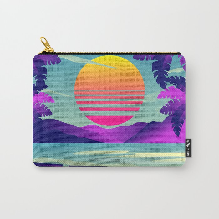 Seaside Relaxing Sunset Synthwave Carry-All Pouch