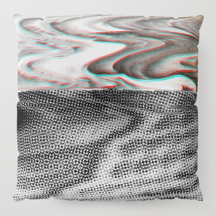 White Noise Landscape Gold Glitch 3 Floor Pillow By