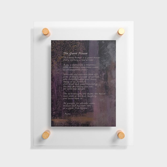 The Guest House by Rumi, Poetry Abstract Wall Art Floating Acrylic Print