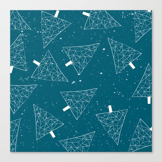 Christmas Trees Teal Canvas Print