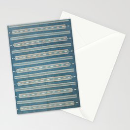 Antique Indigo Blue + Ivory Indian Dhurrie Kilim Carpet Vintage Rug Stationery Card
