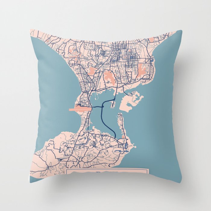 Bali vintage city map Throw Pillow