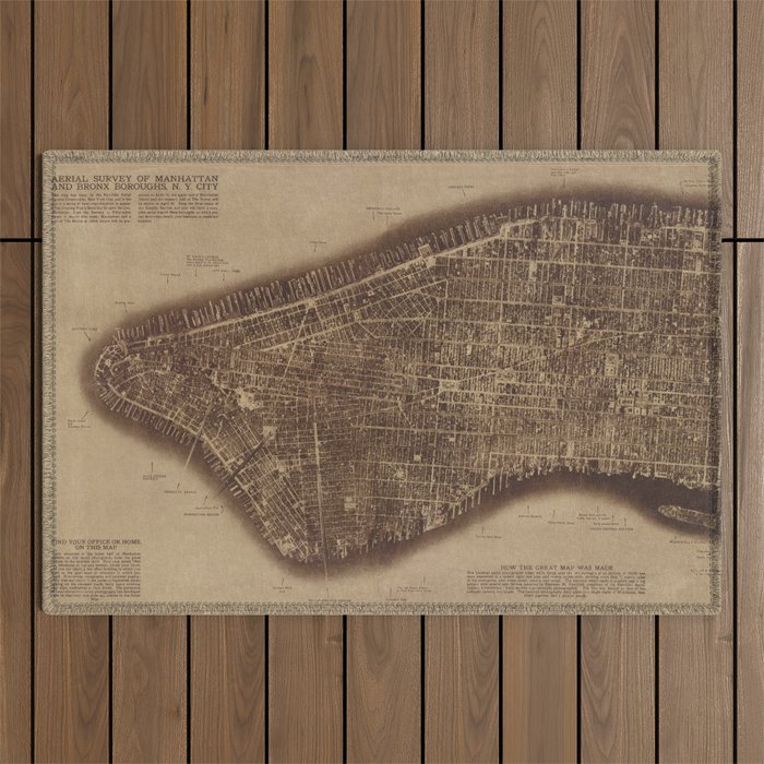 old new york flat map Outdoor Rug
