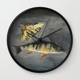 Vintage Winslow Homer Fish & Butterfly Painting (1900) Wall Clock
