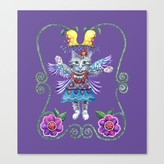 Angel Kitty (Purple) Canvas Print