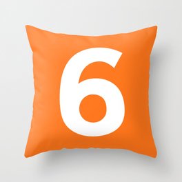Number 6 (White & Orange) Throw Pillow