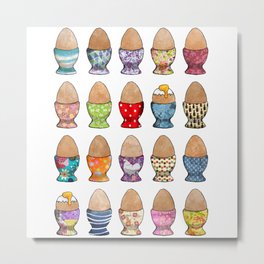 Eggcups Metal Print | Food, Chicken, Digital, Egg, Pattern, Drawing, Kitchen, Eggcup, Breakfast 