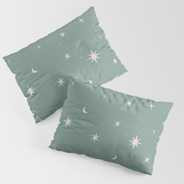 Starry night mystical sage green Pillow Sham