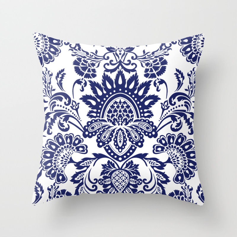 Damask Blue And White Throw Pillow By Chiccabesso Society6