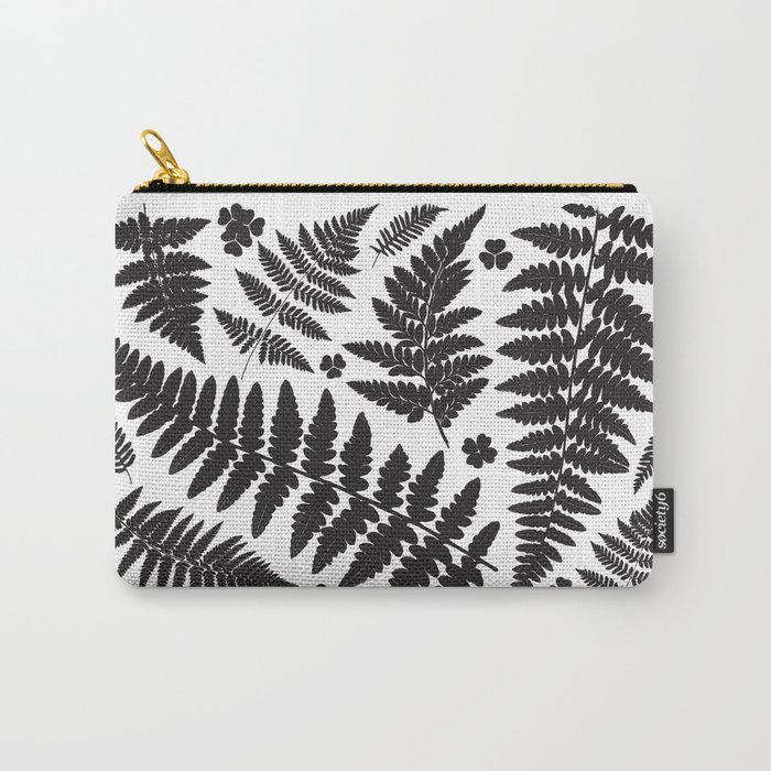 Black and White Ferns Carry-All Pouch
