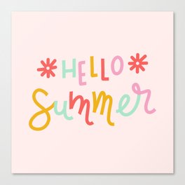 Hello Summer (pink/yellow/mint) Canvas Print