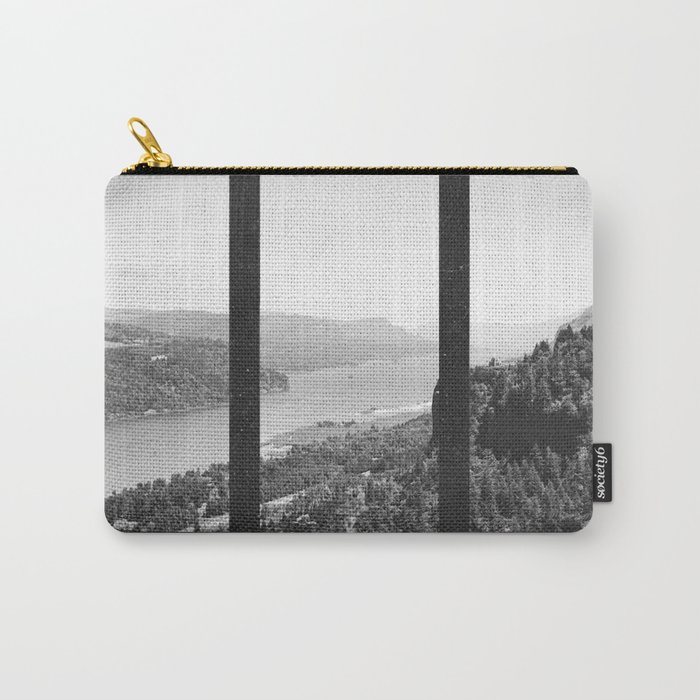 Window to Oregon and the Columbia River Gorge | Black and White Photography Carry-All Pouch