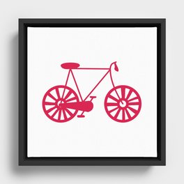 Pink Road Bike Lover Print Pattern Framed Canvas