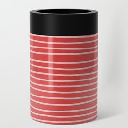 Coral Red Pinstripes Can Cooler
