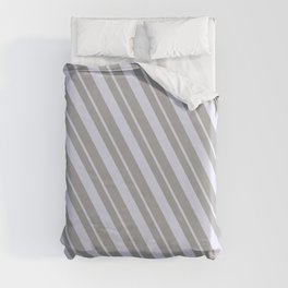 [ Thumbnail: Dark Grey and Lavender Colored Stripes/Lines Pattern Duvet Cover ]