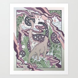 Jurassic Portal | Purple Haze Palette | Dinosaur Science Fiction Art Art Print