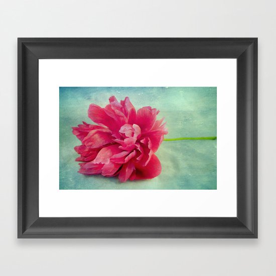 Peony on Blue Framed Art Print