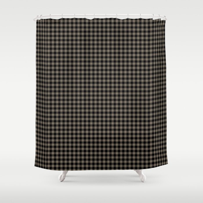 Mini Black And Sandstone Brown Western Cowboy Buffalo Check Shower