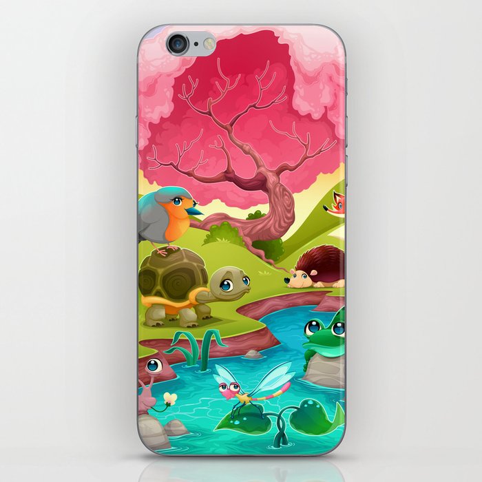 Group of cute animals in the countryside iPhone Skin