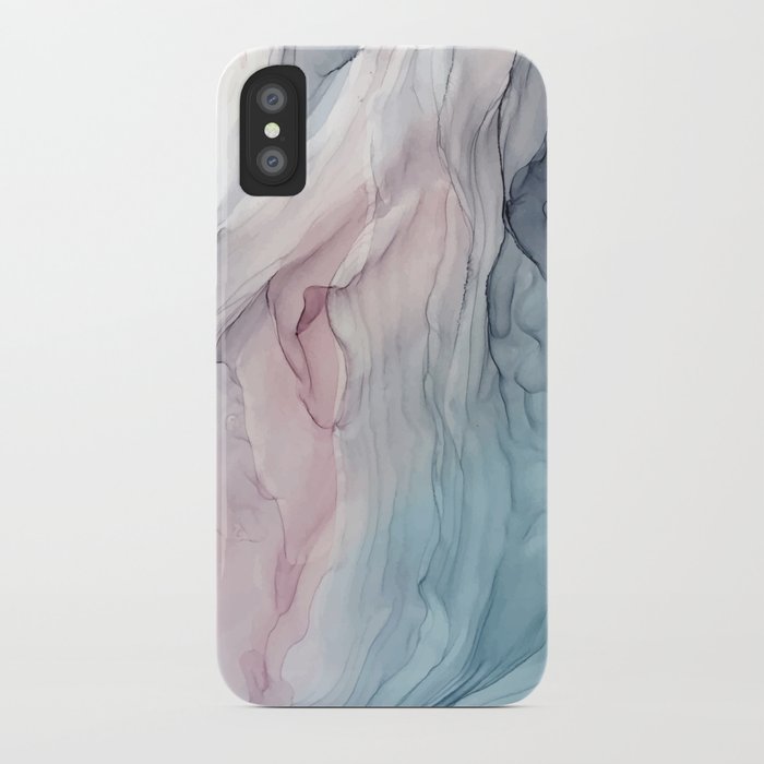 calming pastel flow- blush, grey and blue iphone case