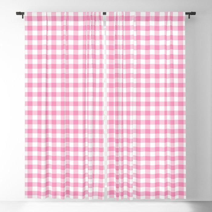 Soft pink and white plaid Blackout Curtain