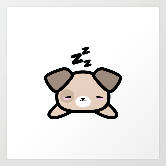 Cute Sleeping Dog Kawaii Style Art Print By Niks Shop Society6