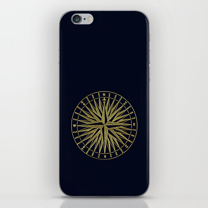 The golden compass- maritime print with gold ornament iPhone Skin
