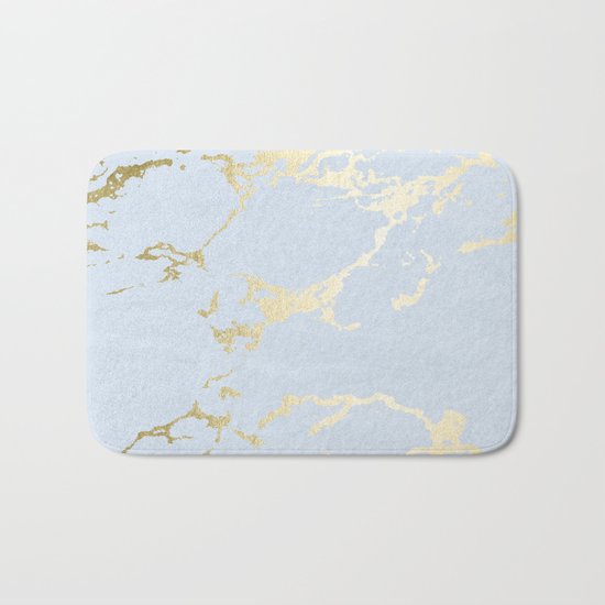 Simply Kintsugi Ceramic Gold on Sky Blue Bath Mat
