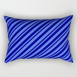 [ Thumbnail: Royal Blue & Blue Colored Lined/Striped Pattern Rectangular Pillow ]
