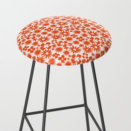 Modern Abstract Red And White Floral  Bar Stool