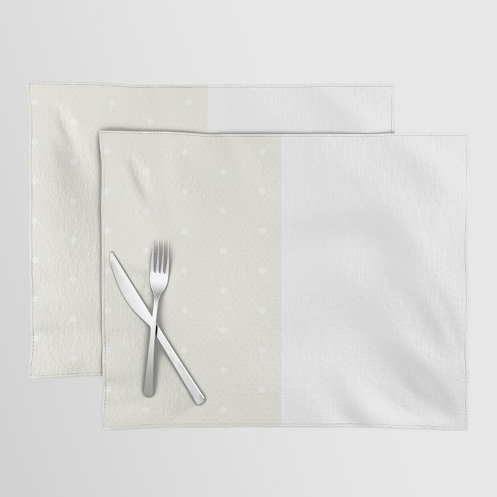 White Polka Dots Lace Vertical Split on Cream Off-White Placemat