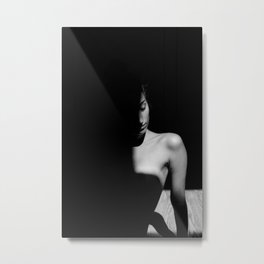 Shadows; Strangers Turning to Dust; female nude silhoutte portrait black and white photography - photographs Metal Print