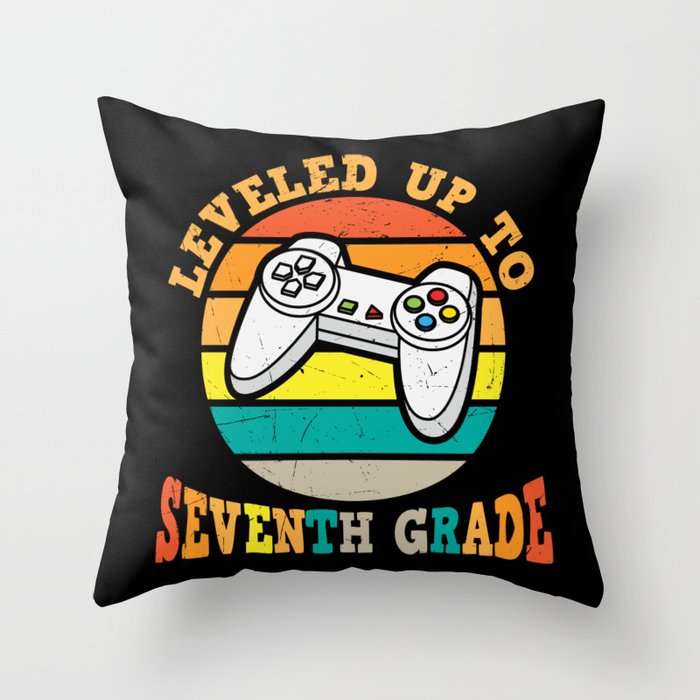 Leveled Up To Seventh Grade Vintage Throw Pillow