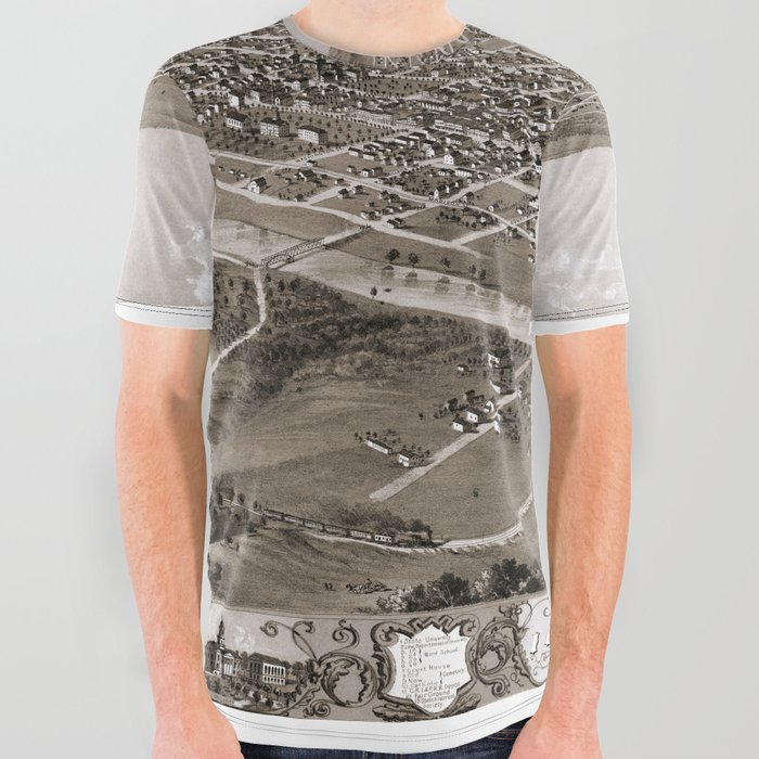 Iowa City vintage pictorial map All Over Graphic Tee