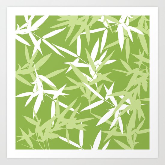 Green Bamboo Leaves Unique Pattern Art Print