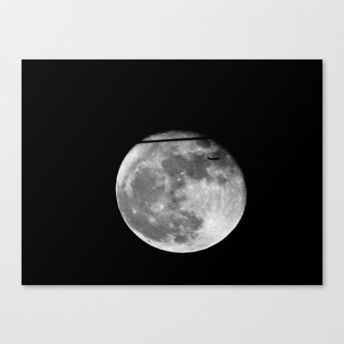 Airplane Passes 2016 Super Moon Canvas Print