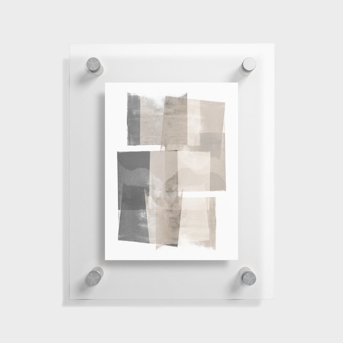 Grey and Beige Minimalist Geometric Abstract “Building Blocks” Floating Acrylic Print
